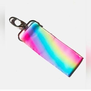 Lip Gloss/ Lip Balm Holder Keychain In Rainbow Print BNIB